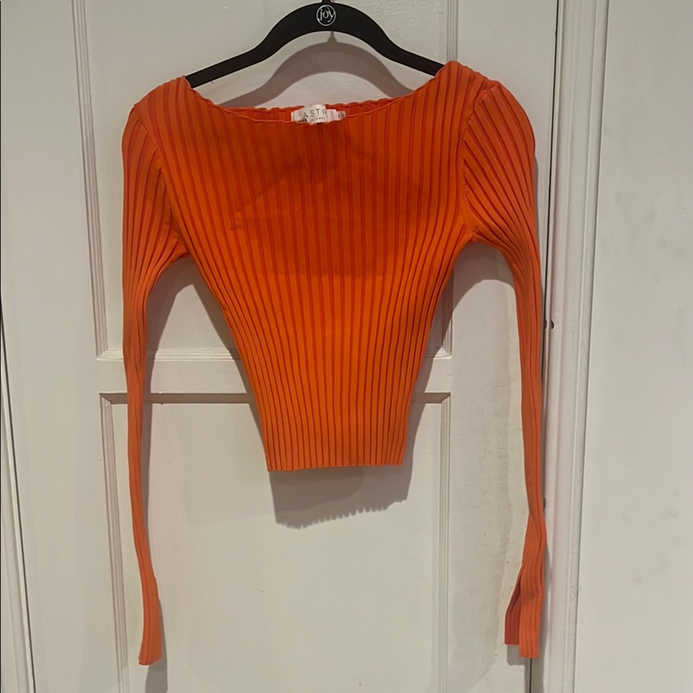 ASTR Orange Long Sleeve Ribbed Top